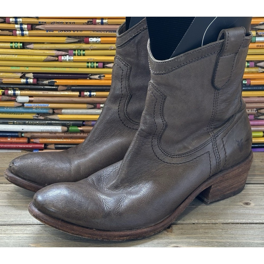 Frye Ankle Boots Billy shortie BOHO Western Brown Women's 6 B / 36.5